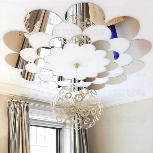 Creative DIY lace design round acrylic ceiling stickers mirror on the wall decoration living room home decor wall art mural R015