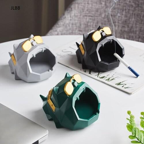 Creativity Home Decor Resin Ashtray Fashion Dog Animal Model Portable Ashtray Living Room Office desk Decor Gift for boyfriend