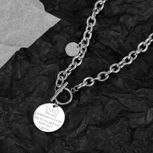 Punk Stainless Steel Round Pendants Women Men Necklaces Fashion Minimalist Link Neck Chains Jewelry Necklaces Accessories Gifts