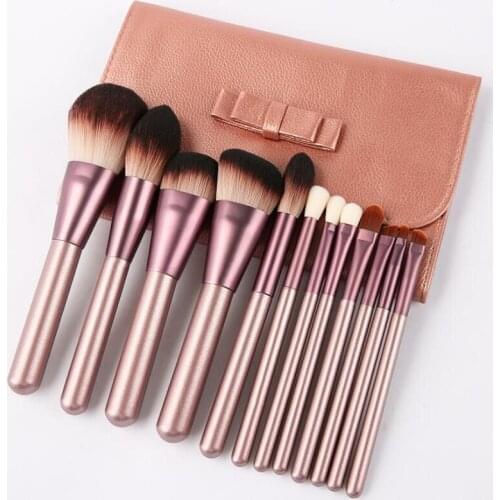 12pcs Professional Makeup Brushes set Paint Wood handle Foundation Powder Concealer Brow Eye shadow Blusher Make up Brush