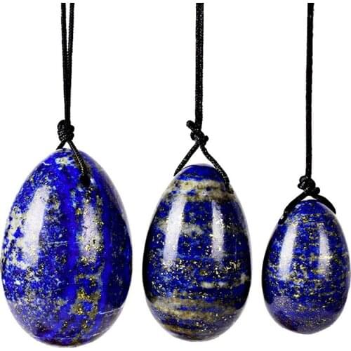 3pcs Drilled Lapis Lazuli Yoni Egg Set Natural Jade Eggs For Yoni Massage Kegel Exerciser Gemstone Egg Crystal Ball Massager