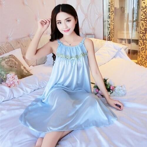 Plus Size 4XL Woman Lace Satin Nightdress Babydoll Fancy Nightshirts Female Sleeveless Lingerie Dress Night Chemise Sleepwear