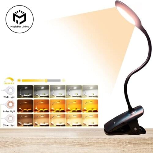 Portable Desk Lamp Rechargeable Reading Light Eye Protect Book Light LED USB Reading Lamp Touch Control Clip Table Desk Lamp