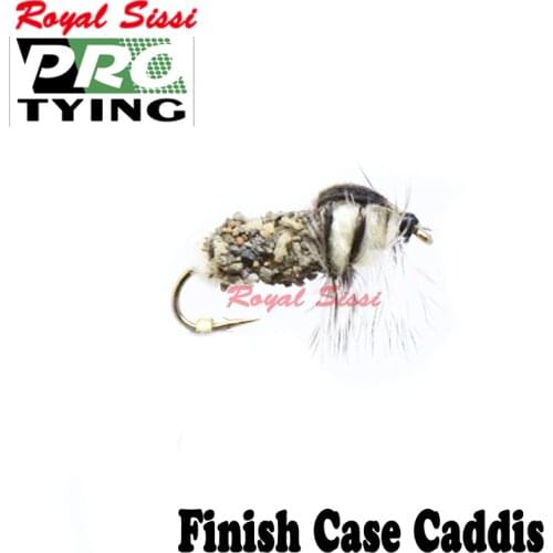 Royal Sissi new 6pcs/box stream fly fishing finish case caddis fly lure 12# artificial caddis nymph hook trout fishing flies