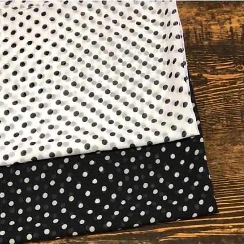 Chiffon Polka Dot Cloth Clothing Fabric 0.7 Centimeter Dotted Summer WOMENS Dress Shirt 7 Millimeter Black White Polkadot/1m