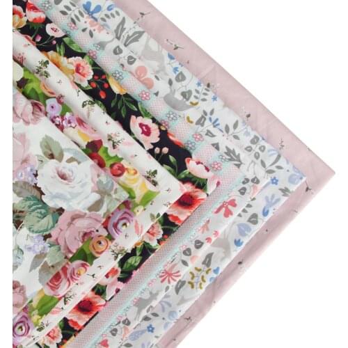 0.5 meter width 156cm Floral Print 100% Cotton Fabric for Girls Home Textile Patchwork Quilted Fabrics