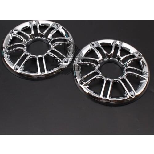 Moto 6" Chrome 3D Round Rear Front Speaker Grill Cover Protector Trim For Harley Touring Electra Road Street Tri Glide