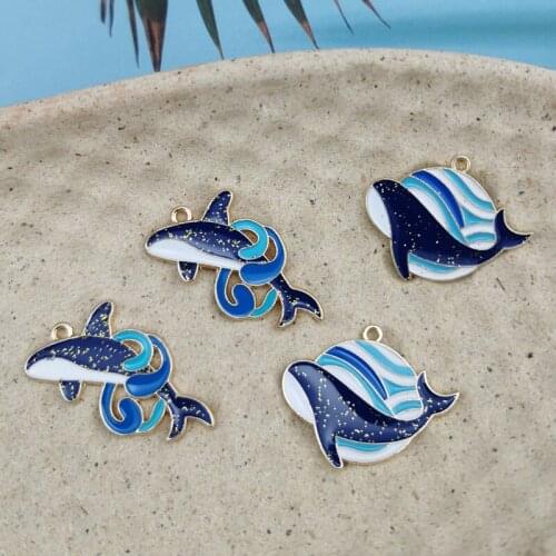 10pcs Alloy Drop Oil Enamel Dolphin Whale Charms Pendant For DIY Bracelet Necklace Jewelry Making Accessories