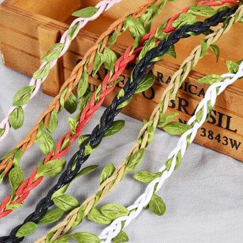 10 yard Simulation Leaves Weaving Hemp Rope DIY Wedding Birthday Wedding Decoration Rattan Gift Bouquet Packaging Rope JJ283