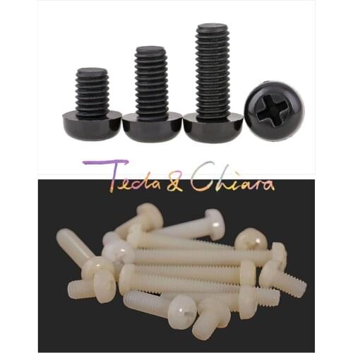 20Pcs M2.5 x 5mm New L 5 Black White Nylon Phillips Pan Head Cross Recessed Pan Head Machine Screw Series Plastic
