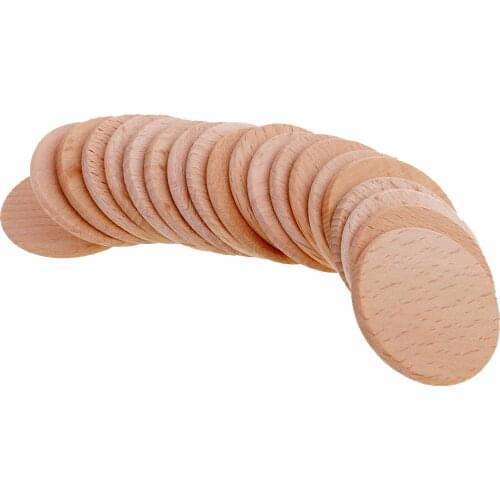 20Pcs Natural Blank Wood Pieces Round Slices Discs for Kids DIY Engraving Birthday Boards Game Pieces Homr Decor - 36mm