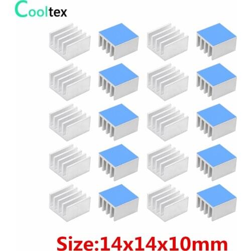 20pcs 14x14x10mm Aluminum Heatsink Heat Sink Cooler Cooling for Raspberry pi Electronic Chip IC With Thermal Conductive Tape