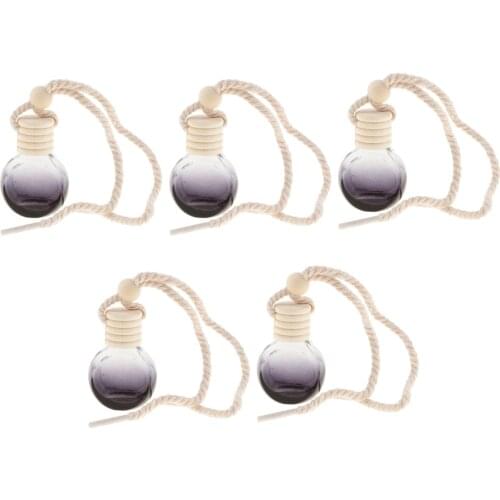 5 Pieces 10ml Empty Perfume Bottle Pendant Car Hanging Ornament Home Decor Round