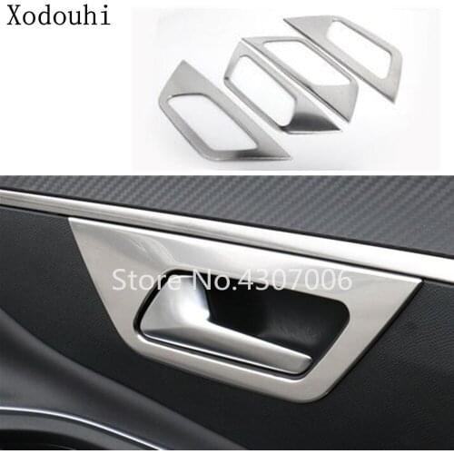 Car Protect Trim Stainless Steel Door Inner Built Bowl Armrest Part 4pcs For Peugeot 3008 GT 3008GT 2016 2017 2018 2019 2020