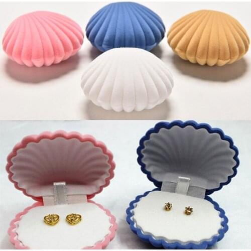 High Quality Colorful Shell Velvet Jewelry Box Container Wedding Ring Box For Earrings Necklace Bracelet Display Gift Box Holder