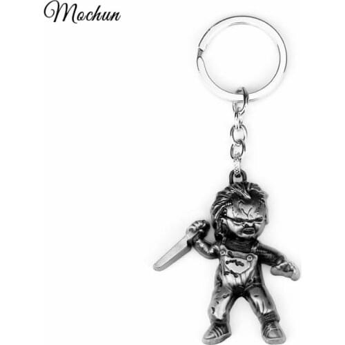 MQCHUN Movie Seed of Chucky Curse Of Chuck Keychain Antique Plated Metal Key Ring Figure Toy Key Chains Wholesale Retail