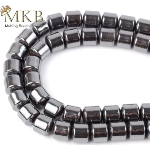 Wholesale 30pcs Tube Spacer Charm Beads 8mm Natural Hematite Stone Beads For Making Jewelry Findings Accessories