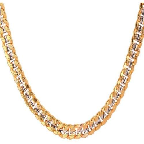 MxGxFam ( 60cm x 6mm ) Lead and Nickel Free Mix Gold Color Embossing 24 inches Chain Necklaces For Men European Fashion
