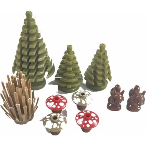 Creator City Toys For Children Assemble Mushroom DIY Tree Accessories Farm 10pcs Grass Rabbit Cities Compatible Building Blocks