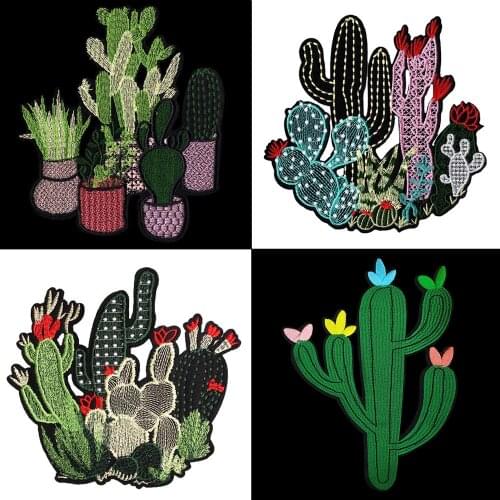 Cactus Iron On Patch Embroidered Applique Sewing Label Punk Biker Patches Clothing Stickers Apparel Accessories Badges