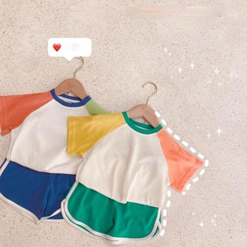 Kids Clothing Sets 2pcs Round Collar Tops+Solid Shorts Boys Girls Summer Outfits Baby Girl Clothes Childrens Outwear