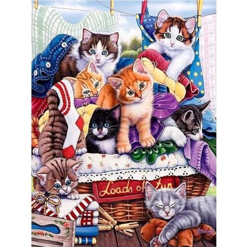Cute Cats On The Sofa Animal Diamond Painting Round Full Drill Nouveaute DIY Needlework Mosaic Embroidery 5D Cross Stitch