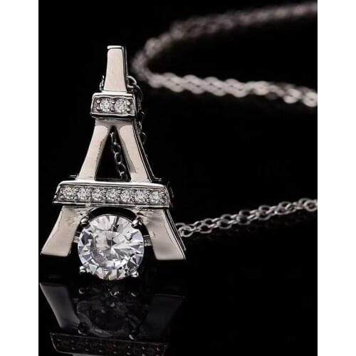 Fashion tower necklace 925 Silver moissanite 1.00ct claw inlaid Silver 925 pendant for women