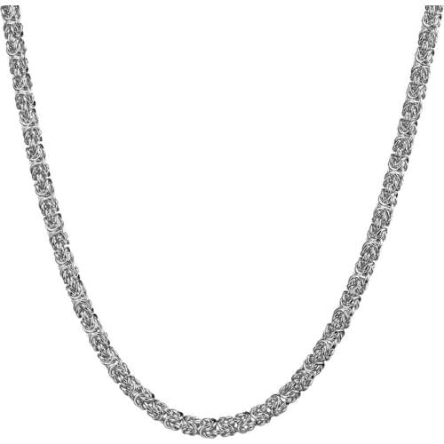 Granny Chic Silver Color Stainless Steel Chains Necklace for Men Byzantine Mens Necklaces Fashion Jewelry 6mm 7-40 inch