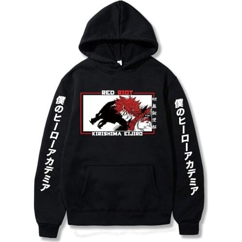 Mens Hoodie My Hero Academia Kirishima Eijiro Red Riot Graphic Men/women Hoodie Long Sleeve Sweatshirt Male