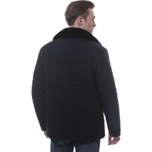 21172Mens winter cotton jacket Thick lapel short style with removable natural mink fur collar Zipper New winter products