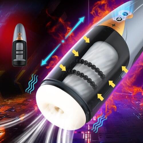 Male Masturbator Automatic Telescopic Rotation Blowjob Sucking Real Silicone Vagina Pocket Pussy Adult Machine Sex Toys For Men