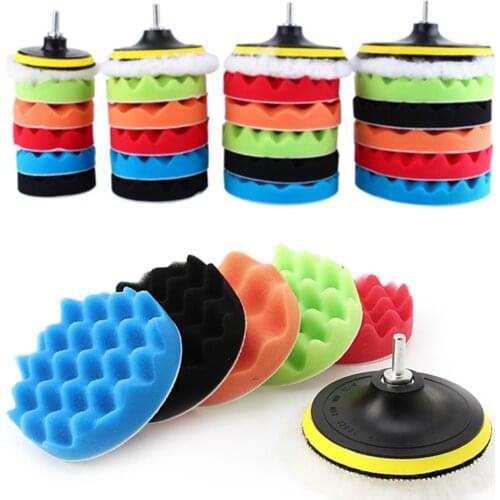 8pcs Buffing Pad 3''4''5''6''7'' Car Sponge Polishing Pad Kit Abrasive Polisher Drill Adapter Waxing Compound Tools Accessory