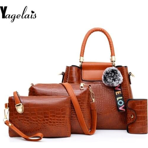 New 4pcs/Set Women Composite Bags High Quality Ladies Handbags Female PU Leather Shoulder Messenger Bags Tote Bag Bolsa