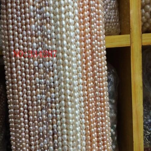 NEW 5-6mm Real Natural White pink purple and multi-color Freshwater Rice Pearl Loose Beads 14
