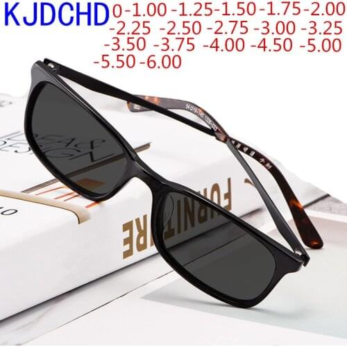 New Fashion Square Business Men And Women Finished Sunglasses Photochromic Prescription Glasses For Myopia -1.0 -1.25 to -6.0