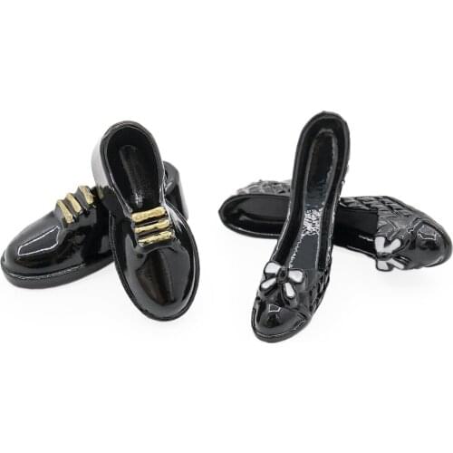 Odoria 1:12 Miniature 1 Pair High Heels 1 Pair Dark Brown Dress Shoes Clothes Set Dollhouse Accessories Doll House Decoration