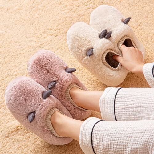 Plush Indoor Cotton Slippers Couple Casual Comfortable Cute Ladies Flat Shoes Home Round Toe Non-Slip Warm Soft Slippers