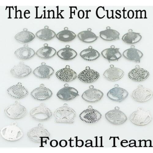 The Custom 50pcs/lot Football Team Dangle Charms Football Sports Hanging Charm DIY Bracelet Necklace Pendants Jewelry