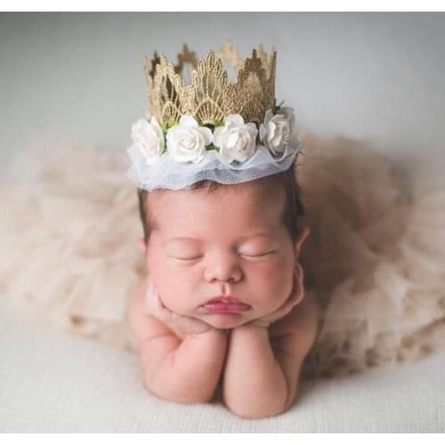 1Pc 1Y Baby Girl Birthday Party Headbands Baby Flower Crown Princess Headband Decoration Flower Hair Accessories