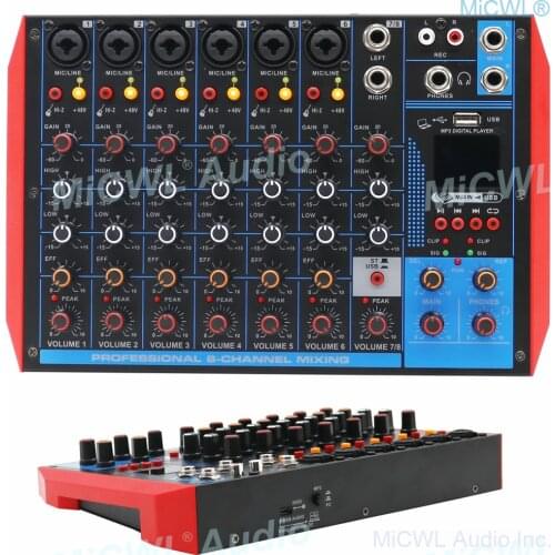 Pro 8 Microphones Channel USB Sound Card Mixer Bluetooth PC Laptop Live Mixing Console Each Channel 48V Switch 8-Input 2-Bus AG8