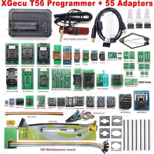 XGecu Newest T56 Universal Programmer +55 Adapters 24/25/26/93 serial EEPROM, 27/28/29/36/37/39/49/50 EPROM, Paged EPROM