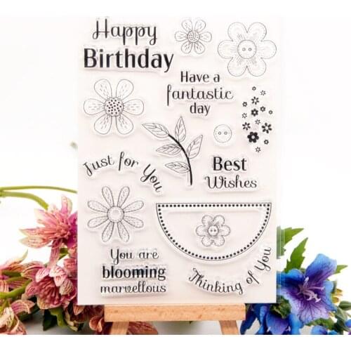 Birthday flowers Transparent Seal Clear Stamp Silicone Seal TPR Halloween Christmas Roller stamps DIY Scrapbook Album Card
