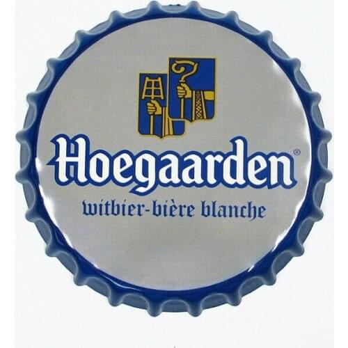 Retro Hoegaarden Metal Tin Beer Bottle Caps Sign Poster Bar Pub Club Plaque Wall Home