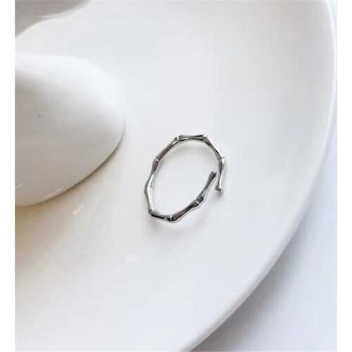 S925 Silver Custom Handmade Design Bamboo Joint Open Adjustable Ring Female Internet Celebrity Fashionable Joint Ring Tail Ring