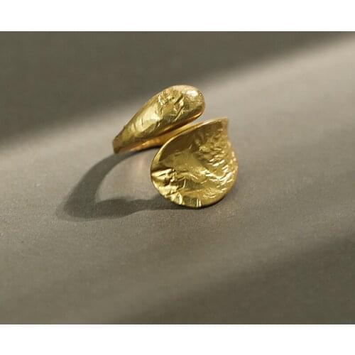 SHANICE 100% Real 925 Sterling Silver Open Ring ins irregular concave and convex surface water drop foil paper Adjustable Ring