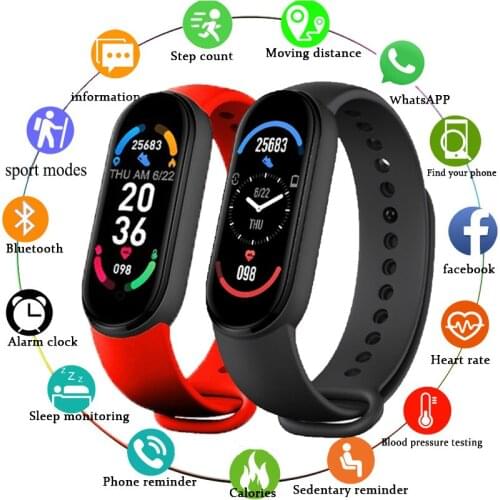M6 Watch Smart Watch Men Sport Wristband Bluetooth Wrist Fitness Bracelet Watch Pedometer Heartrate Kids Womens Smart Watches