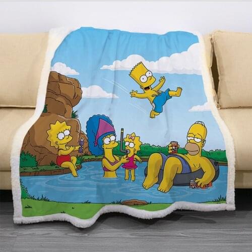 Springfield Simpsones Family Plush Blanket Throw for Sofa Bed Cover Single Twin Bedding Baby Boys Girls Children Gift