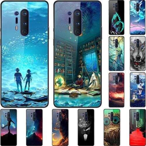 Glass Case For Oneplus 8 Pro Back Phone Cover Black Silicone Bumper With Tempered Glass Series 3