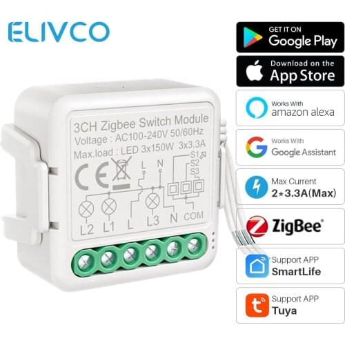 Tuya ZigBee Smart Light Switch Breaker DIY Smart Home Module SmartLife APP Works With Alexa Google Assistant Voice Control