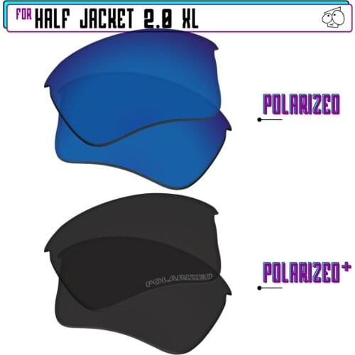 EZReplace Polarized Replacement Lenses for - Oakley Half Jacket 2.0 XL Sunglasses - BlackPPlus-SapphireP